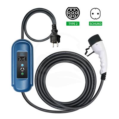 China 5M Meters Long 16Amp Residential EV Charger Type - 2 IEC 62196-2 Schuko / Type 1 Tesla For Electric Car Charger for sale