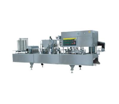 China Pneumatic Driven Mineral Water Juice Yogurt Ice Cream Cup Filling and Sealing Machine for sale