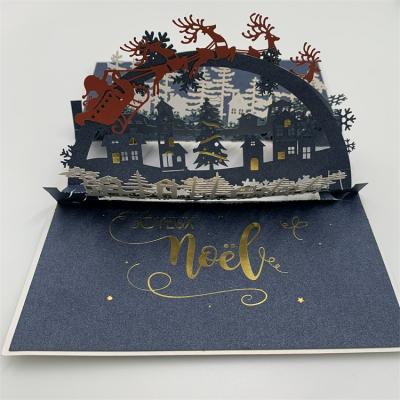 China Europe Paper 3D Luxury Handmade Happy Christmas Greeting Cards Custom Printing Custom Printing Display Stand for sale