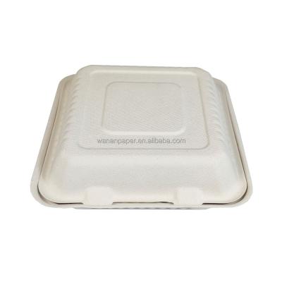 China Biodegradable Disposable Fast Food 3 Compartment 8 Inch Occasional Sugarcane Bagasse Take Out Container for sale