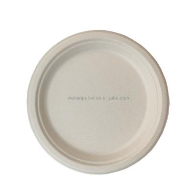 China 8 Inch Biodegradable Bagasse Biodegradable Paper Pulp Plates Accessories Custom Kitchen Occasional Party Customized Logo for sale