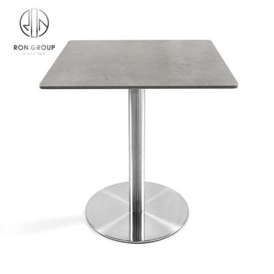 China Durable Hot Sale Garden Furniture Stainless Steel Outdoor Table Restaurant Slate Top Dining Table for sale