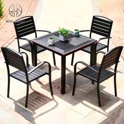 China Durable Wholesale High Back Dining Chair Patio Aluminum Plastic Wood Armchair Outdoor Dining Chair for sale