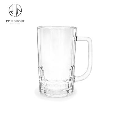 China New Classic/Postmodern Tableware 500ml Glass Buffet Wall Glass Tea Cups Double Beer Mug With Handle for sale