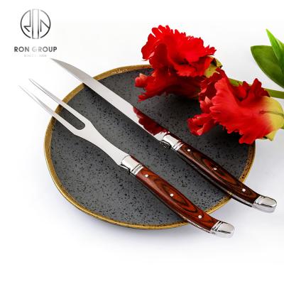 China Sustainable Italian Stainless Steel Flatware Western Restaurant Silverware Set Serving Table Cutlery Wood Handle for sale