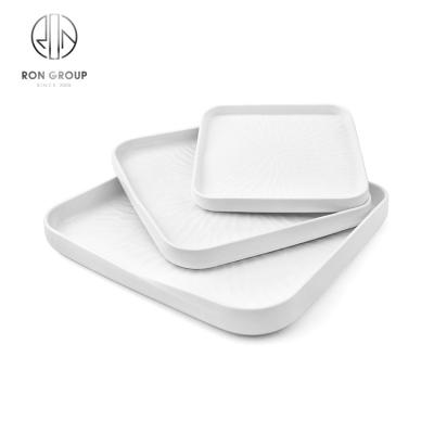 China Viable Custom Design White Porcelain Buffet Dishes Restaurant Ceramic Square Dish White Dinner Plate for sale