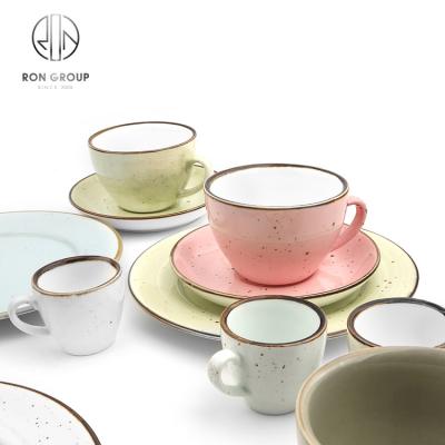 China Viable Wholesale Color Porcelain Cup Wedding Restaurant Tableware Table Ceramic Coffee Cup And Saucer for sale