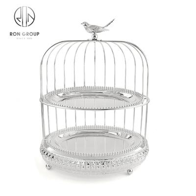 China Wholesale Durable Wedding Metal Cake Stand Birdcage Metal Cake Plate Wedding Buffet Cake Stand for sale