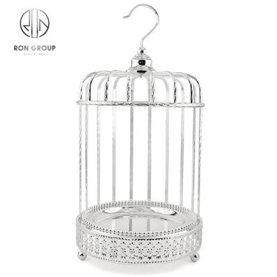 China Wholesale Durable High Quality Metal Cake Stand Birdcage Stainless Steel Wedding Beaded Cake Stand for sale