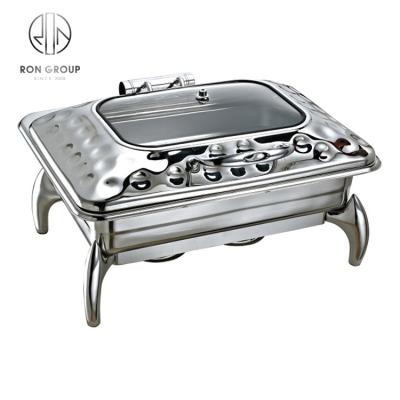 China Wholesale Hotel Buffet Food Equipment Buffet Chafing Dish Food Warmer with Lid Glass Food Warmer for Catering for sale