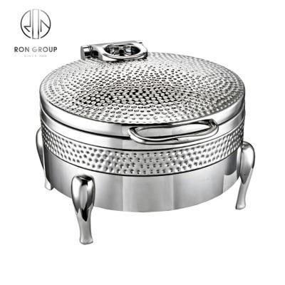 China Hotel Buffet Food Equipment Hot Selling Commercial Food Warmers Shake Round 6L Chafing Dish Luxury Food Warmers For Restaurant for sale