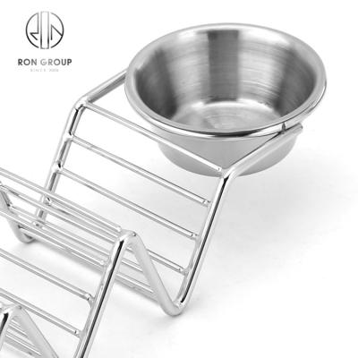 China Sustainable Three Lattice Stainless Steel Taco Holders Food Pancake Rack With Single Cup For Restaurant Kitchen for sale