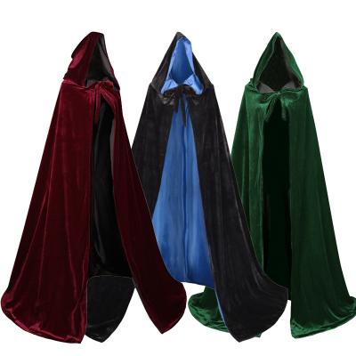 China cotton & Polyester Inventory Wholesale Halloween Costume Easter Halloween Costume Horror Death Vampire Witch Cosplay Velvet Hooded Cloak for sale