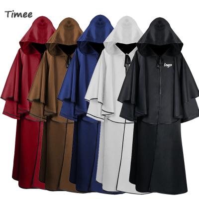 China cotton & Halloween costume cape Halloween vampire wizard death cloak polyester long unisex medieval hooded cloak costume cape for sale