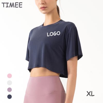 China Breathable Women s Wear Yoga Blouse Custom Sporty Short Sleeve Crop Top Women for sale