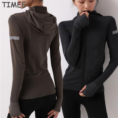 China Breathable Custom Wholesales Sports Jacket Zipper Running To Wear Womens Yoga Long Sleeve Top Yoga Wear for sale