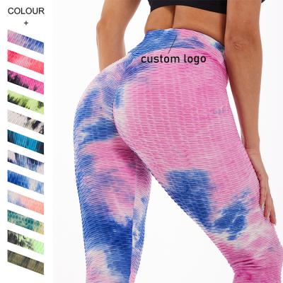 China Breathable Plus Size Tie Dye Print Hip Lift Sports Fitness Yoga To Use High Waist Leggings Yoga Gaiters Pants for sale