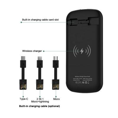 China VPB-969WL Multifunctional LED Display 10000mAh Wireless Power Bank Charging Set with USB Flash Drive Built in Micro Charger Cable for sale