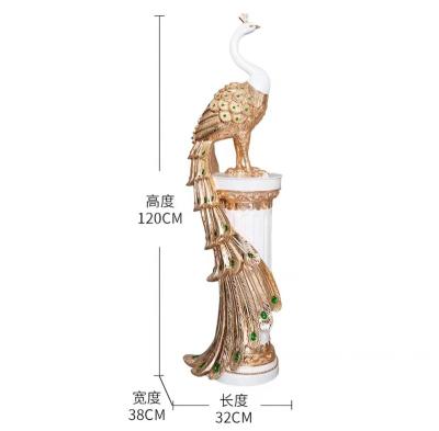 China Antique Art Europe Peacock Sculpture Decor Resin Home Handwork Art Crafts Animal Gold Animal Luxury Modern Figurine for sale