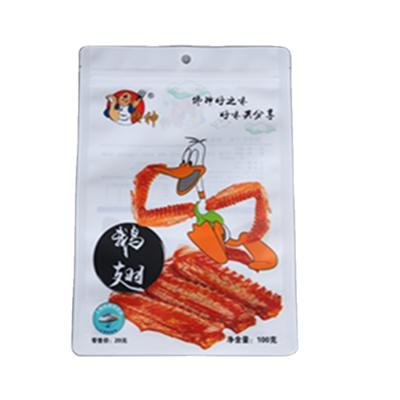 China Custom Made Duck Wing Duck Leg Moisture Proof Self-supporting Food Zipper Compound Plastic Bag for sale