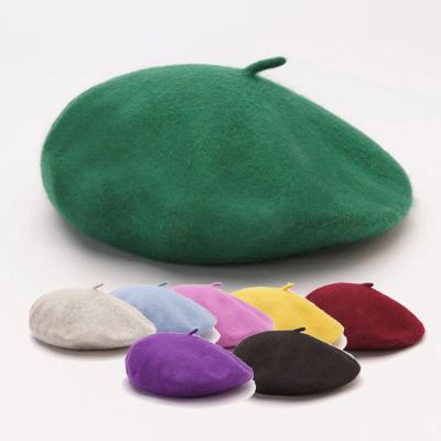 China Multi Color Cozy Optional Soft Comfortable Wool Plain Flat Beret Hat For Woman for sale