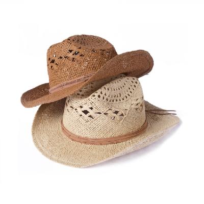 China 2021 Designer Sunproof Hollow Carved Youth Women Stylish Cowboy Straw Hat For Summer for sale