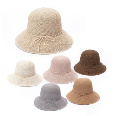 China Spring Summer Female Multi Color Foldable Straw Hat Sun-proof Crochet Character Spring Hat for sale