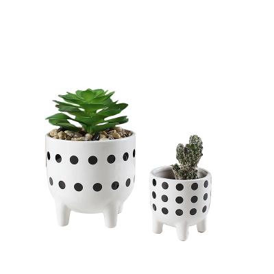 China Modern Cheap Product Plant Different Kind Of Spot Point Ceramic Flower Pot Pot With Three Feet Cheap Plant Pot for sale