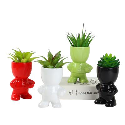 China Creative Europe Humanoid Ceramic Flowerpot Planter Ceramic Pot For Home Decoration for sale