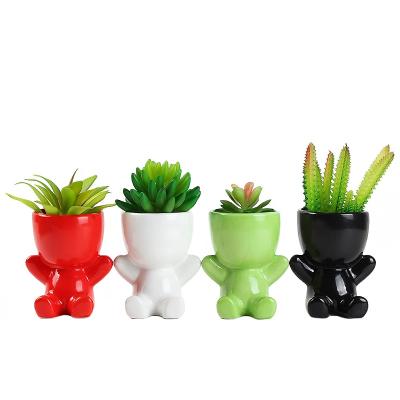 China Europe Humanoid Planter Ceramic Pot Creative Desktop Flower Pot For Home Decoration for sale