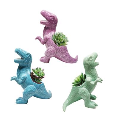 China Modern Customized Ceramic Animal Succulent Animal Dinosaur Flower Pots Tyrannosaurus Flower Pots Pot for sale