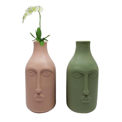 China Modern Ceramic Home Vase Wedding Decoration Nordic Ceramic Vases Desktop Art Decor Vase Human Face Ceramic for sale