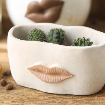 China Large American Style Rectangle Lip Cement Flower Pot for sale