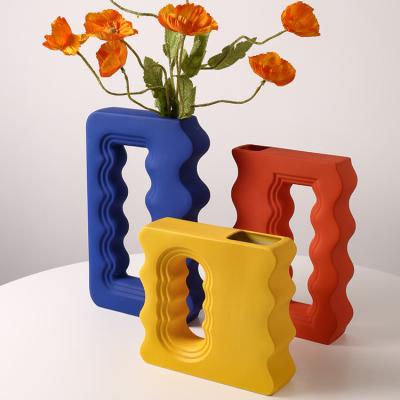 China Minimalist Memphis Wind Geometry Vase Morandi Flower Vase Modern Simple Home Decoration Ceramic Vase for sale