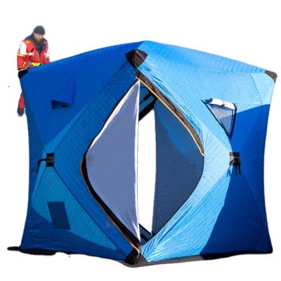 China Quick-open Anti Ice Fishing Portable UV Shelter 3-4 People Winter Camping Tent Waterproof Outdoor Cotton Warm Ice Fishing Tent Windproof for sale