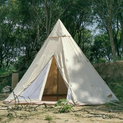 China Outdoor Indiana Cotton Camping Pyramid Canopy Canopy Canvas Tents Diagonal Tie Type Camper Glamping for sale