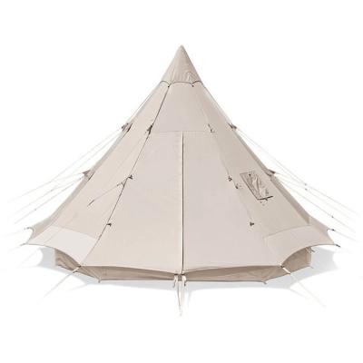 China Large Space 5-8 Family Cotton Pyramid Tent Camping Tent Outdoor Picnic People Windproof Diagonal Tying Type Hunting Tent for sale