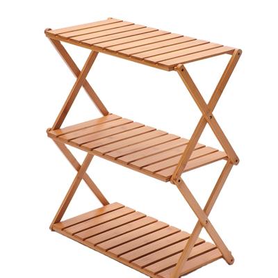 China Natual Sustainable Hot Sale Bamboo Shelf Cabinet Shelf Environmental Friendly Three Layers for sale