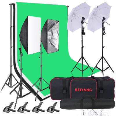 China Solid Security OEM Photography Studio Equipment Studio Lighting Kit Softbox 3 Backdrops with Stand Lights Backdrop for sale