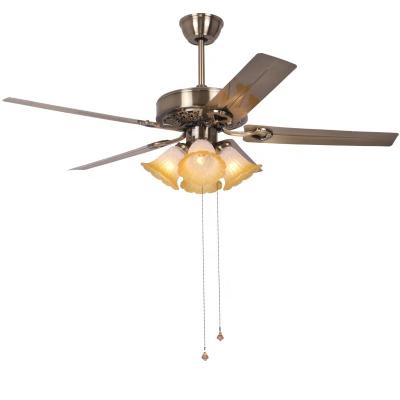 China Modern Fancy Design French Blades Chandelier Ceiling Fan Golden Bulb With Light With Remote for sale