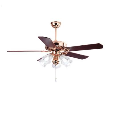 China Modern Decorative White Walnut Ceiling Gold French Fan Gear With Led Light 5 Bulbs Lamps With Remote And Controller for sale