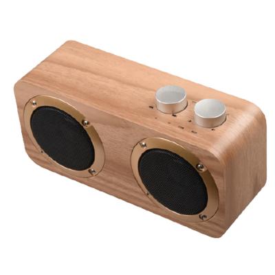 China Wireless Natural Bamboo Telephone Bass Wooden Base With 4500mAH Speaker Brass Acoustic Innovative Music Wooden Audio Player for sale