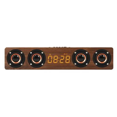 China 20W Cabinet Tooth Boombox Tabletop Loudspeaker Clock Horn Loudspeaker Wireless Wooden Blue Box for sale