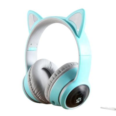 China Instant Light Cute Girl Bass Music Phone Headband Cat Ear Headphones LED Child Stereo Headset for sale