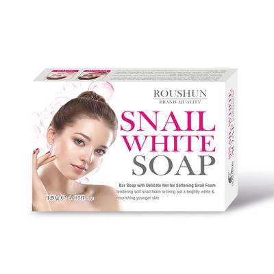 China ROUSHUN White Premium Snail Foundation Cleansing Formula For Whiten Facial Skin Acne Removal Body Soap for sale