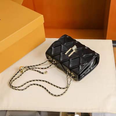 China 2022 new fashion genuine leather women bag rhombus chain bag fashion ladies shoulder bag for sale