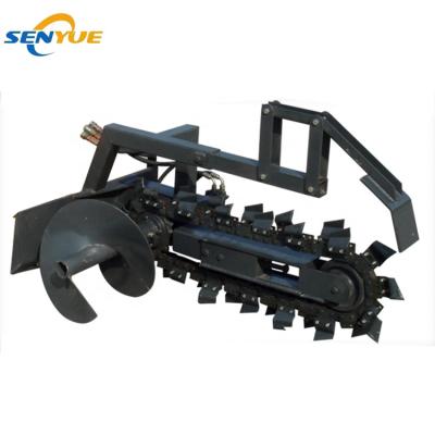 China Garden Agriculture Skid Steer Loader Attachments Cable Extend Attached Chain Trencher with Mini Skid Steer Loader Continuous Digging Machine for sale