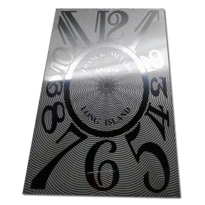 China Europe Clock Panel Clock Photo Etched Wedge Metal Etched Decorative Clock for sale