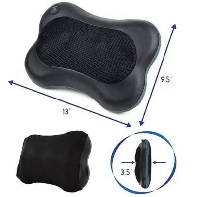 China Electric Protable Relaxation Massage Pillow Vibrator Shoulder Heating Back Infrared Therapy Pillow Shiatsu Neck Kneading Massager for sale