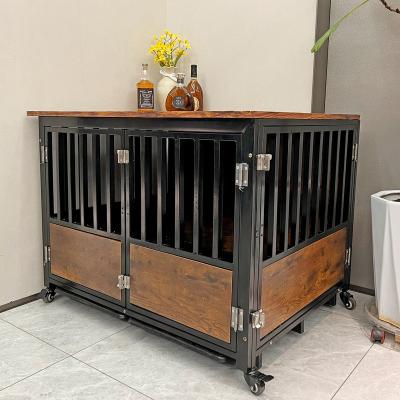 China Large Breathable Dog Kennel Pet Cage End Table With 2 Doors for sale